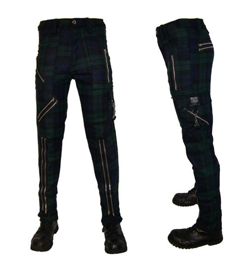 PANTALON PUNK ESCOCES AZUL Y VERDE CON CREMALLERAS